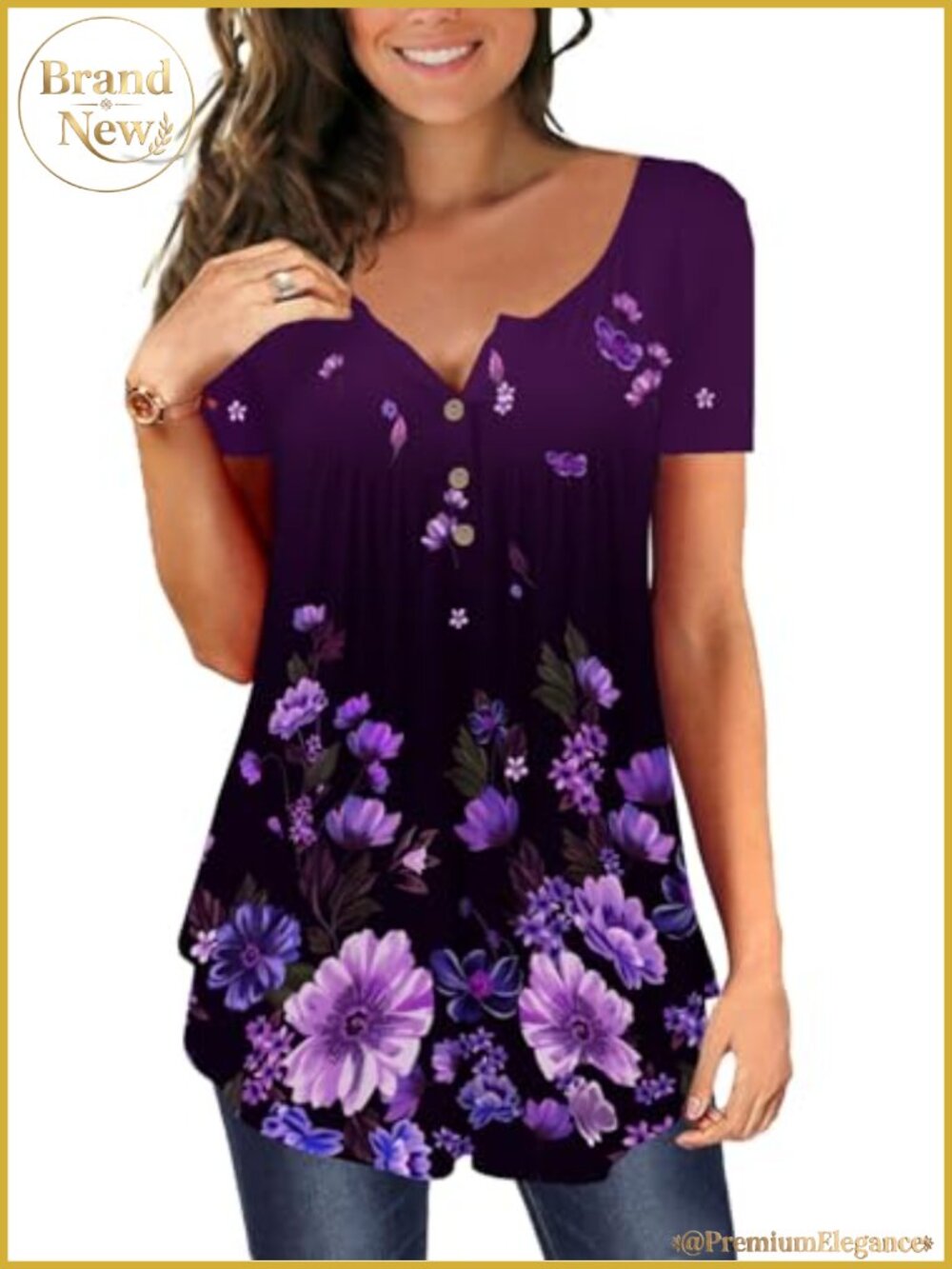Plus Size Tunic Tops Short Sleeve Flowy Rayon Spandex Blouse